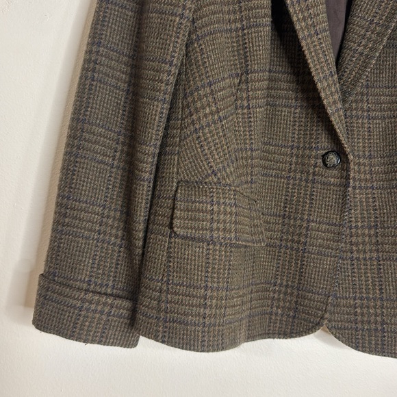 Lauren Ralph Lauren Equestrian Tweed Checkered one button Blazer size 14W office - Picture 3 of 13